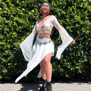 White Mesh Wrap Dress